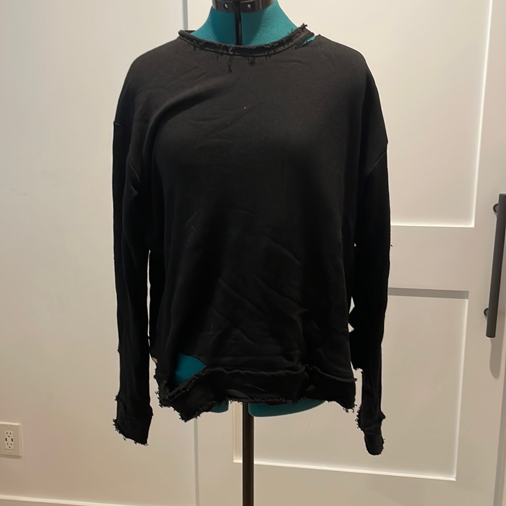 Alala Black Cypher Distressed Sweatshirt Size L
